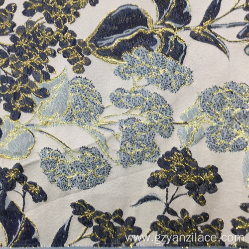 Brown Flower Jacquard Textured Fabric